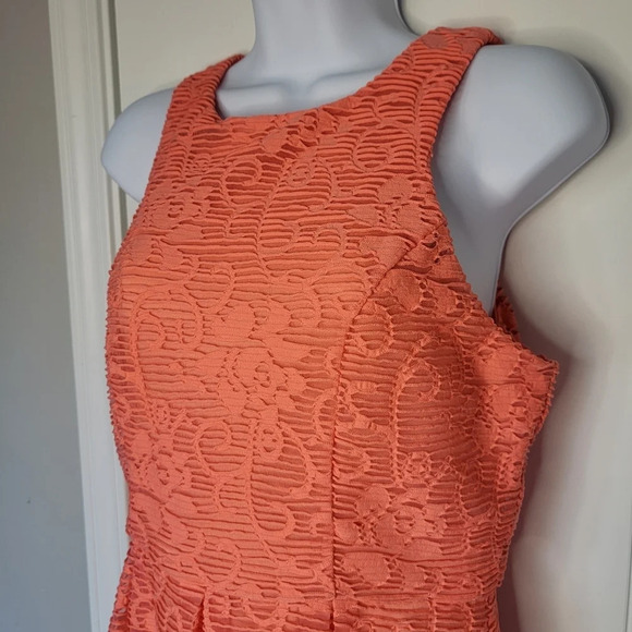 Maurices orange sleeveless dress stripe and floral crochet. Never Worn. M - Picture 2 of 9